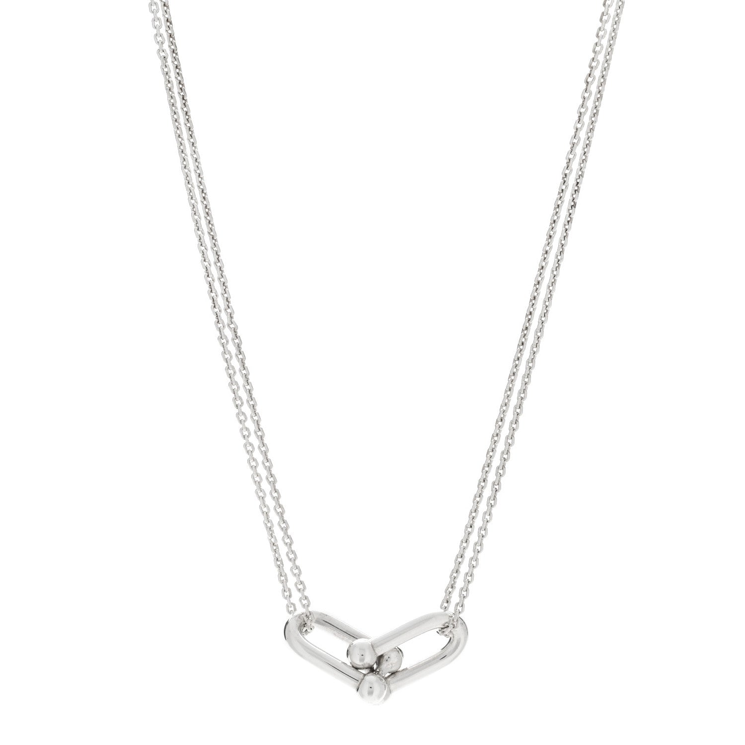 Tiffany Sterling Silver Double HardWear Link Pendant Necklace 1 of 6