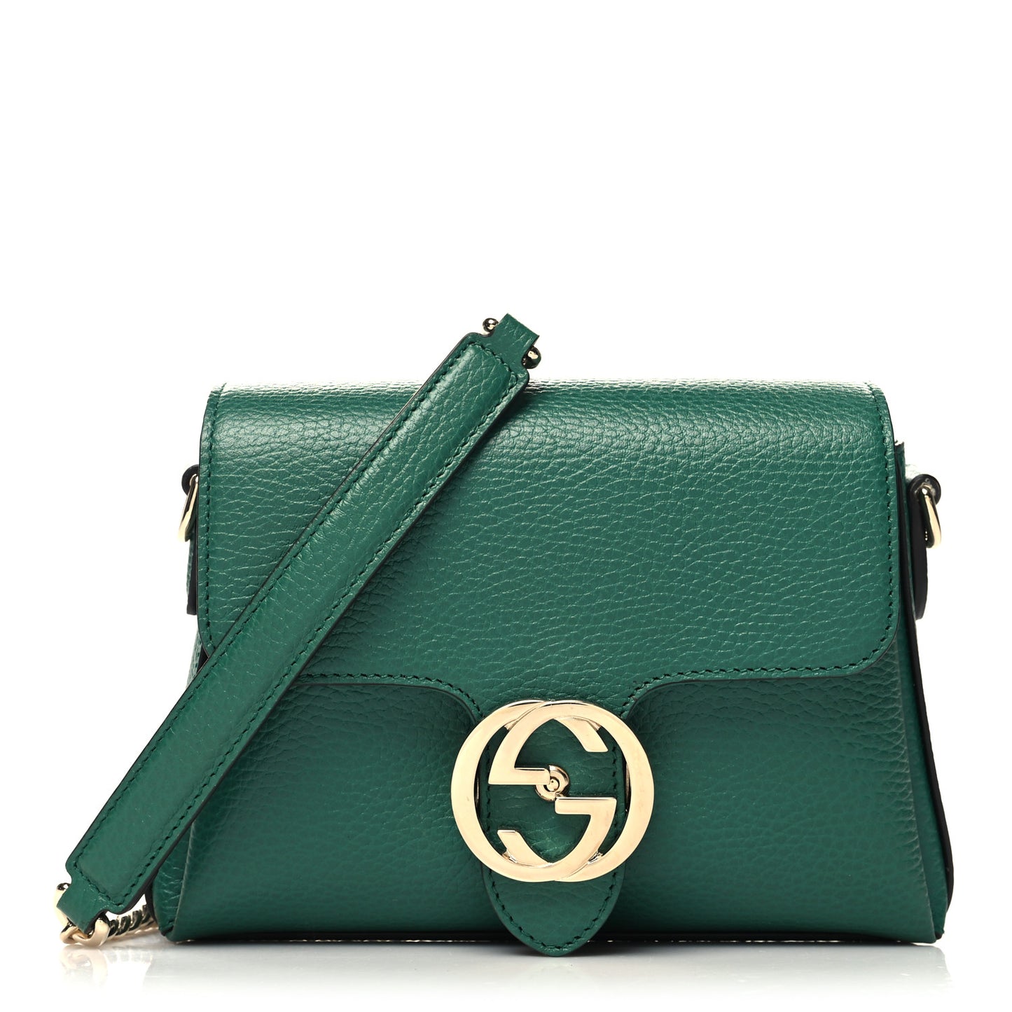 Dollar Calfskin Interlocking G Crossbody Bag Emerald