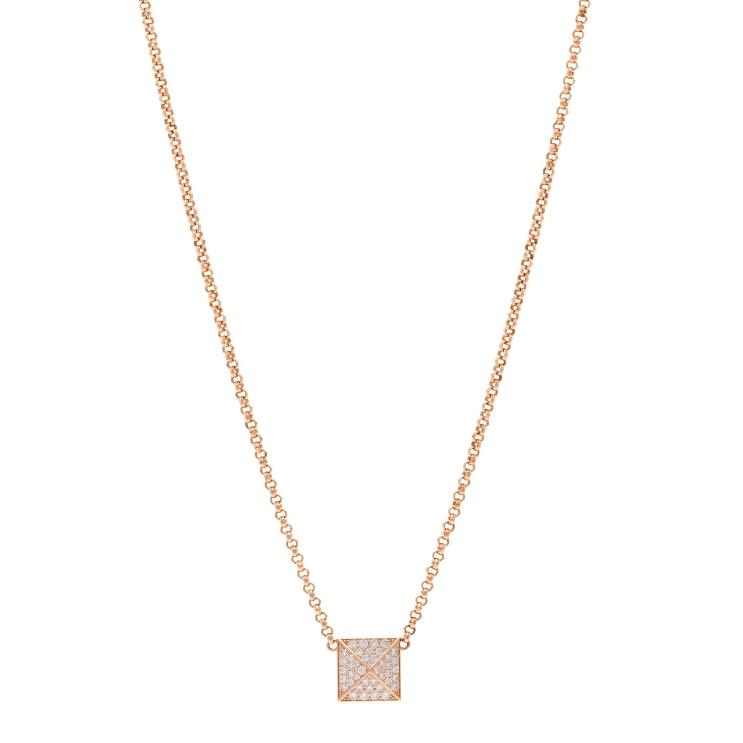 Hermes 18K Rose Gold Diamond MM Clou d'H Pendant Necklace 1 of 5