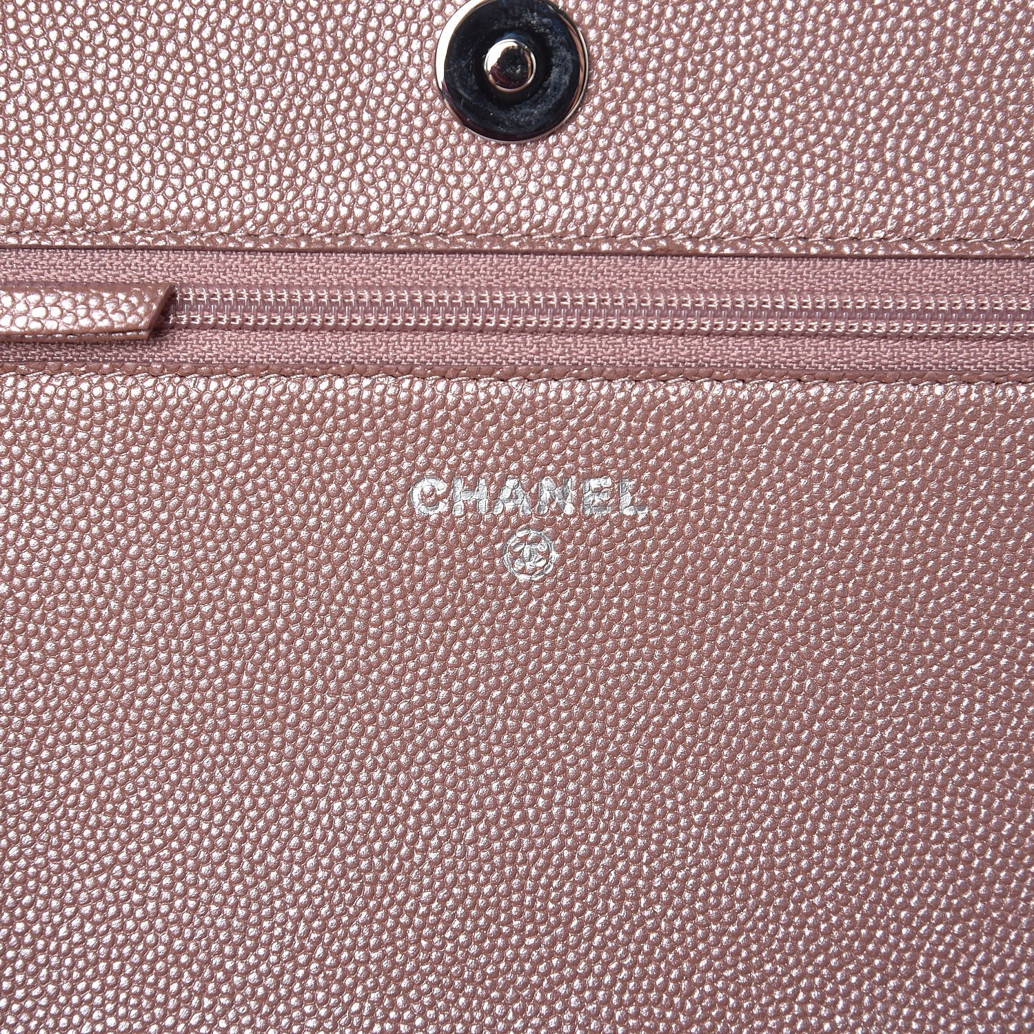 Chanel Metallic Caviar Chevron Quilted Vintage Mademoiselle Wallet On Chain WOC Pink 5 of 9