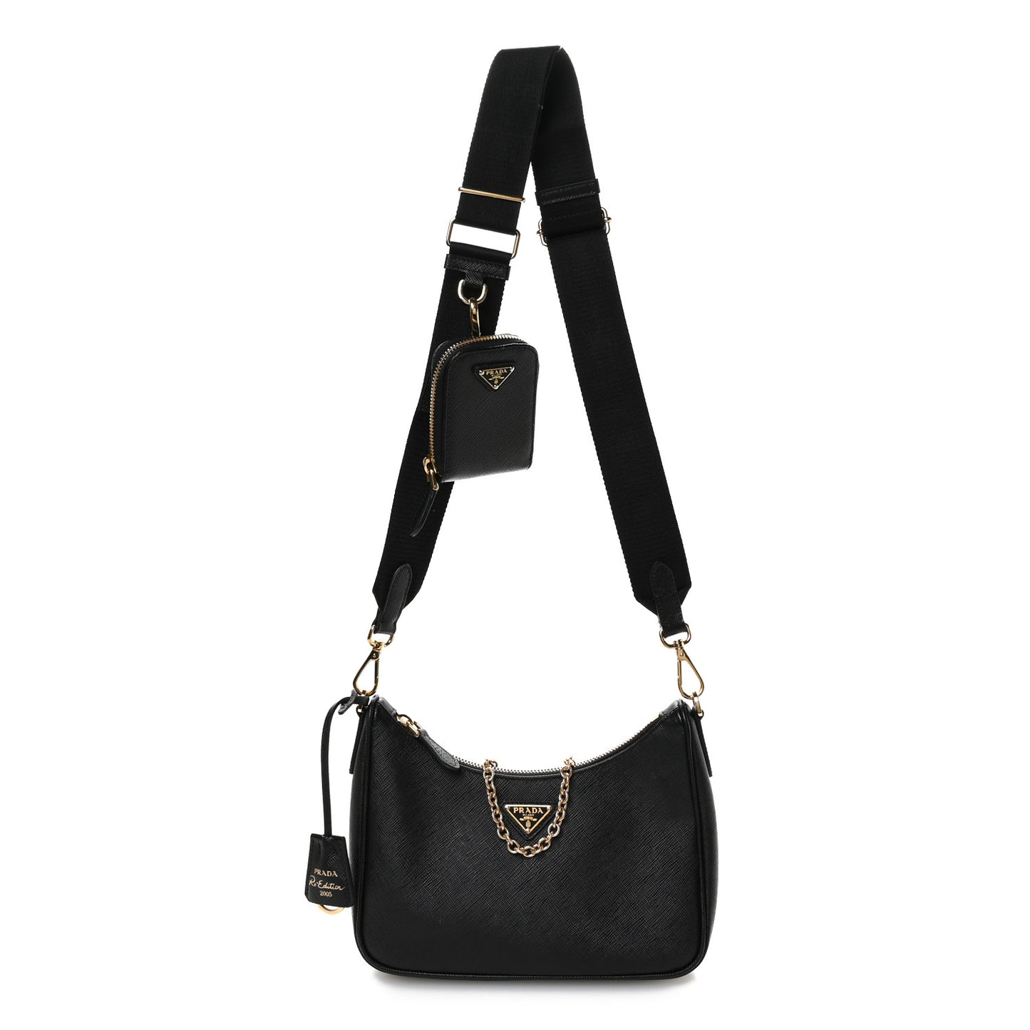 Saffiano Lux Re-Edition 2005 Shoulder Bag Black