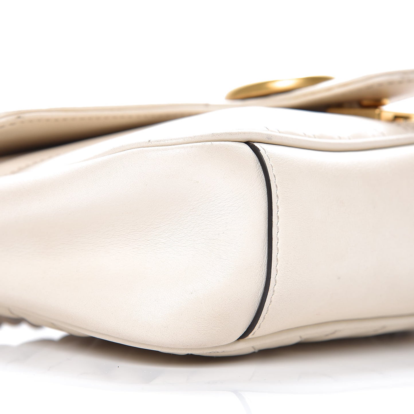 Calfskin Matelasse Small GG Marmont Shoulder Bag White