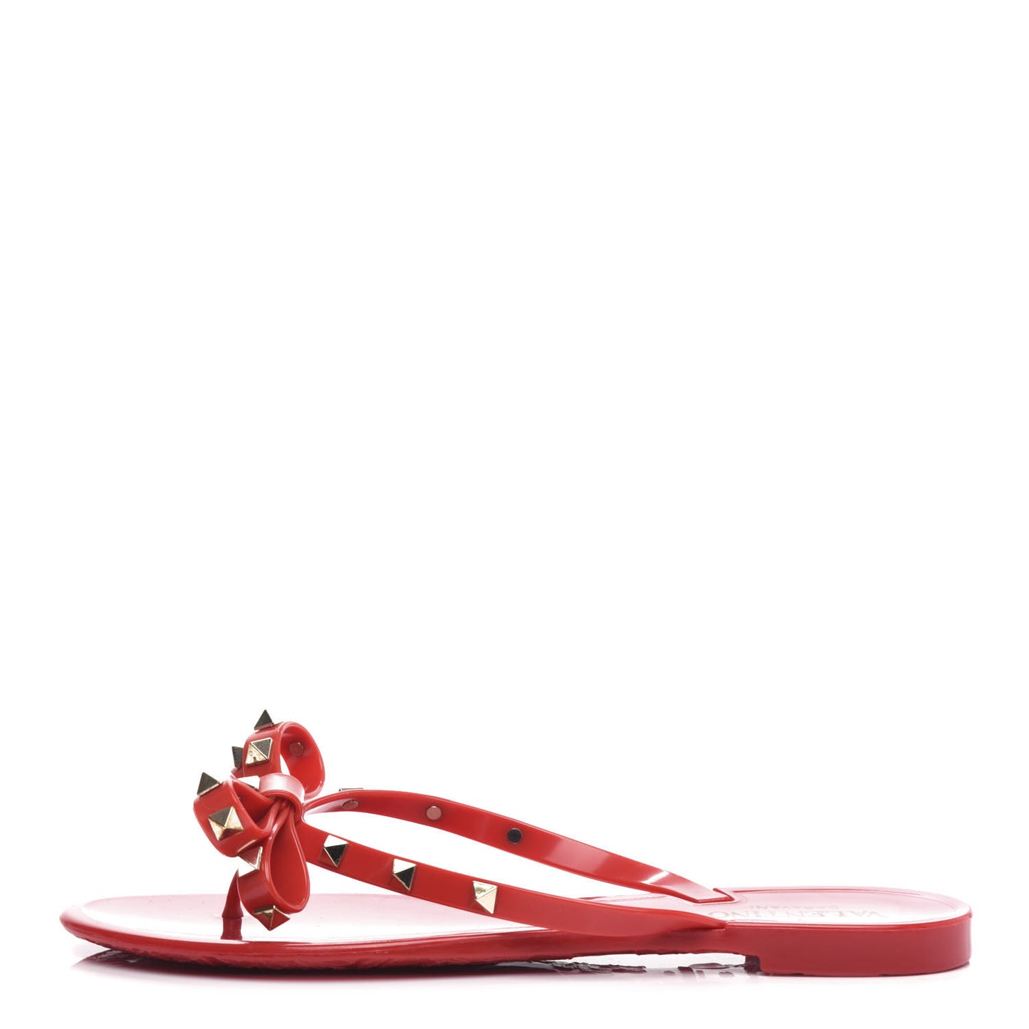 PVC Jelly Rockstud Bow Thong Sandals 40 Rosso Valentino