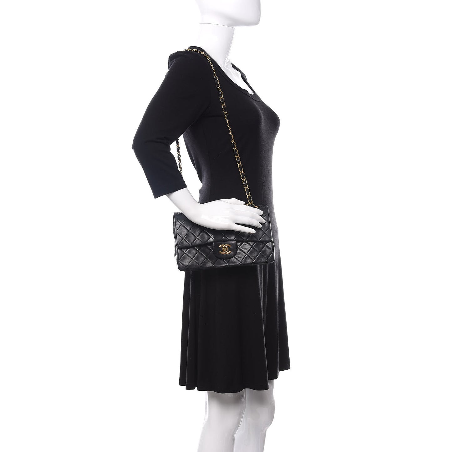 Lambskin Quilted Small Double Flap Black