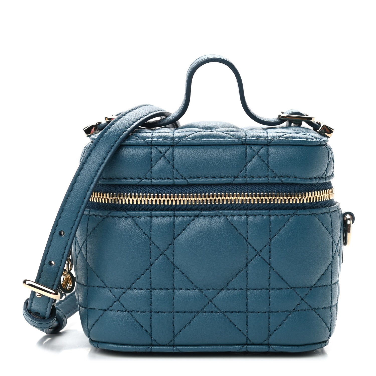 Christian Dior Lambskin Cannage Micro Lady Dior Vanity Case Blue 1 of 8