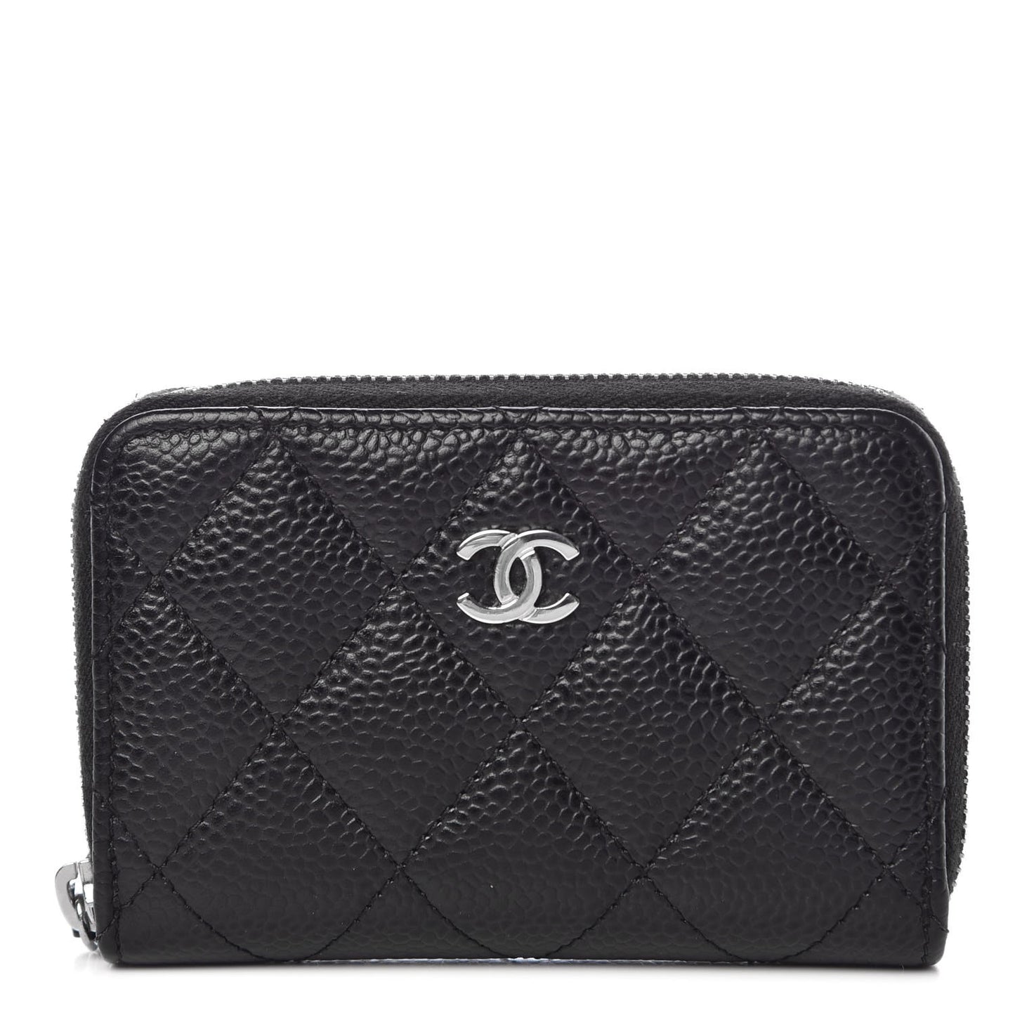 Caviar Quilted Zip Coin Purse Black