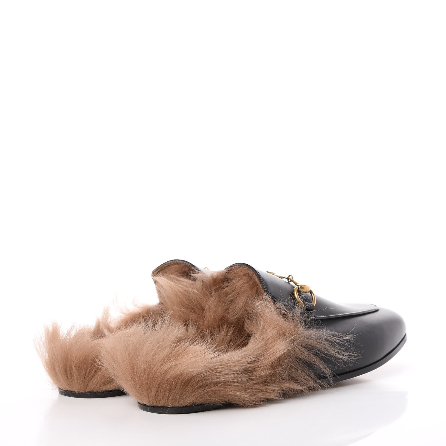 Gucci Calfskin Fur Womens Princetown Slippers 36.5 Black 4 of 8