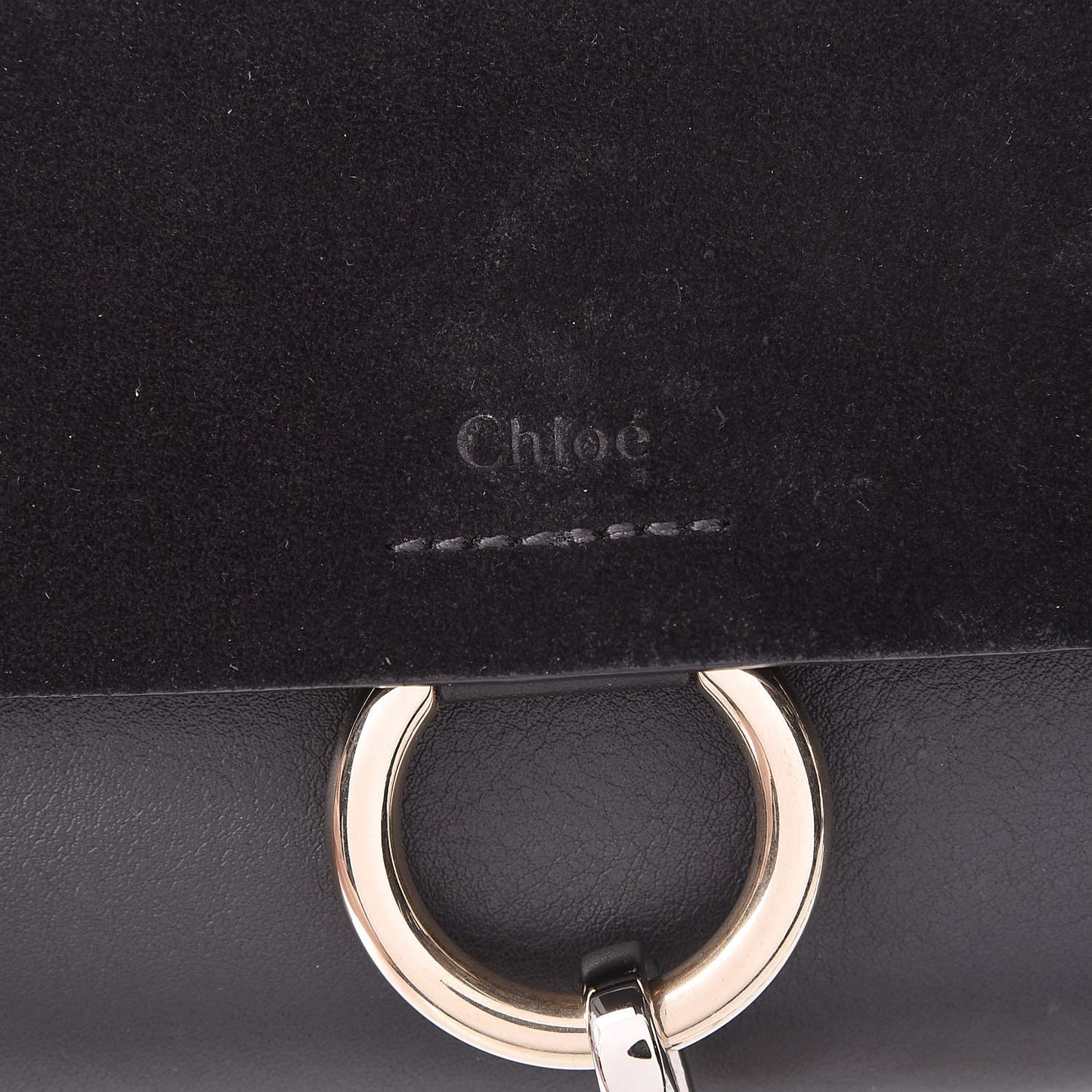 Suede Calfskin Mini Faye Shoulder Bag Black