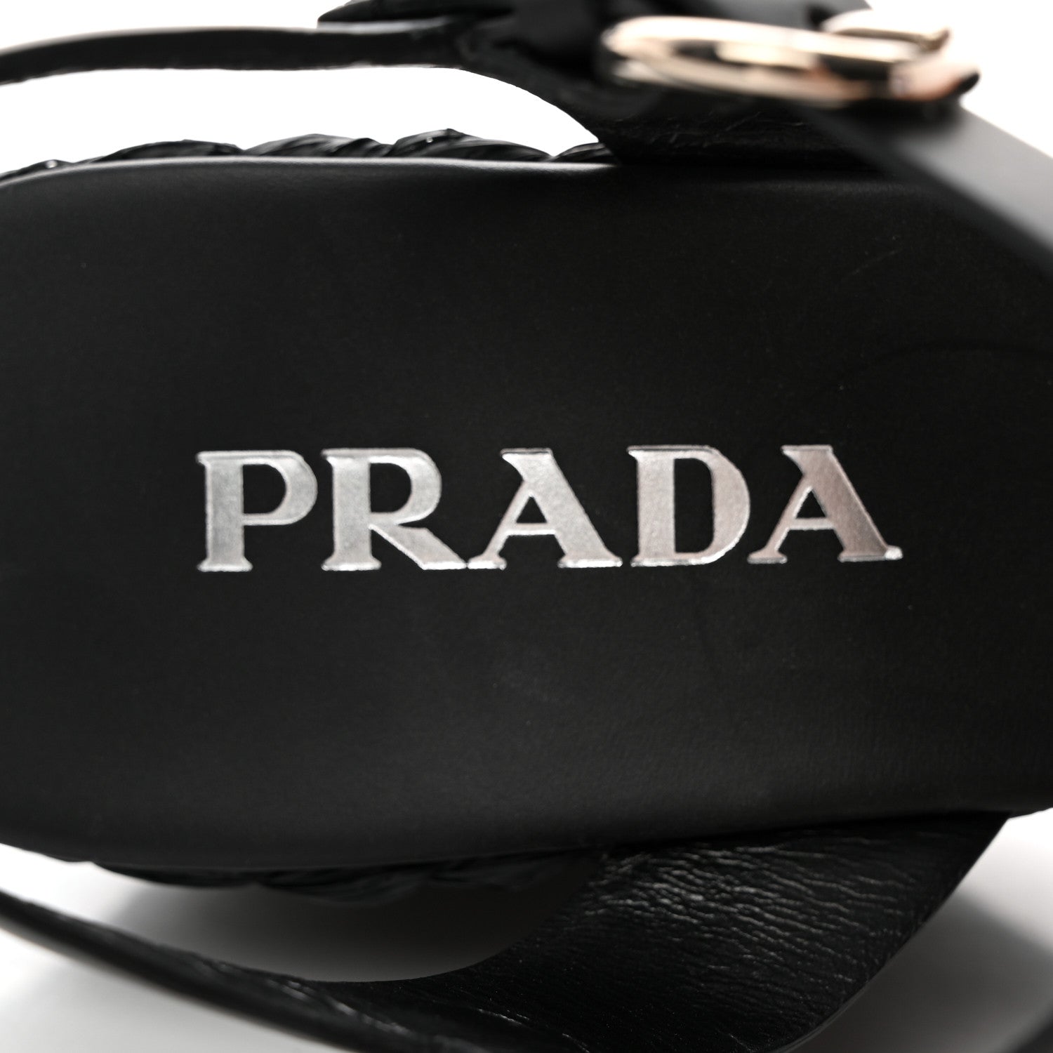 Prada Raffia Crisscross Wedge Sandals 39 Black 7 of 15