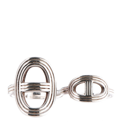 Hermes Sterling Silver Double Chaine d'Ancre 24 TGM Ring 53 6.25 1 of 6