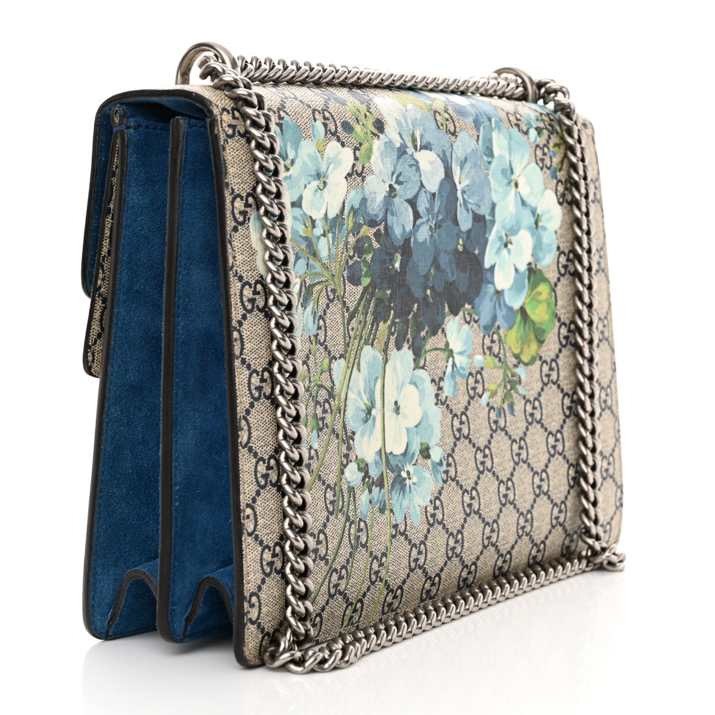 GG Supreme Monogram Blooms Medium Dionysus Shoulder Bag Beige Navy Vintage Blue