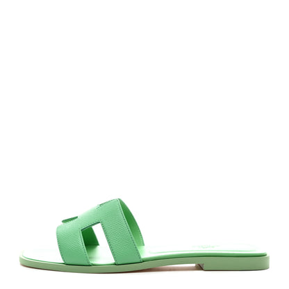 Hermes Epsom Oran Sandals 39.5 Vert Pomme 1 of 9