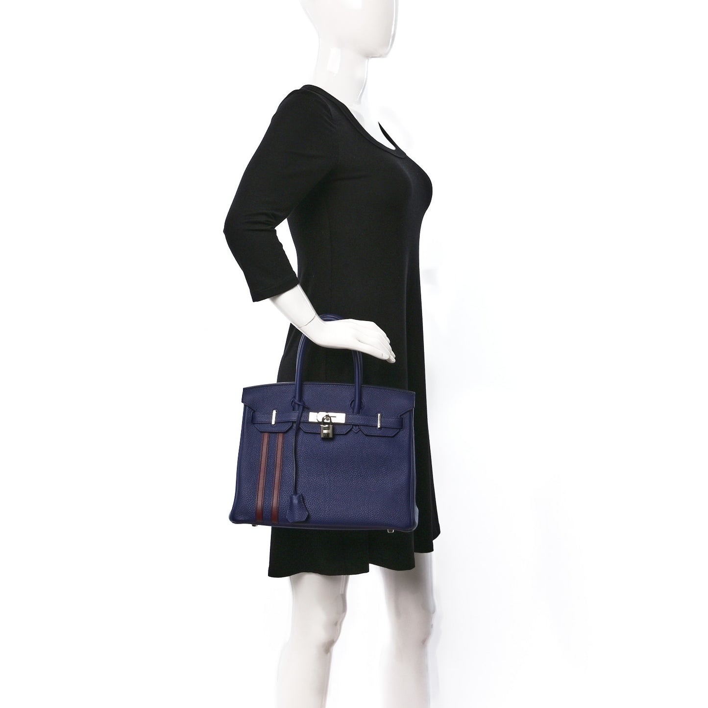 Togo Swift Officier Birkin 30 Bleu Encre Rouge H
