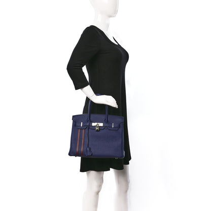 Hermes Togo Swift Officier Birkin 30 Bleu Encre Rouge H 2 of 9