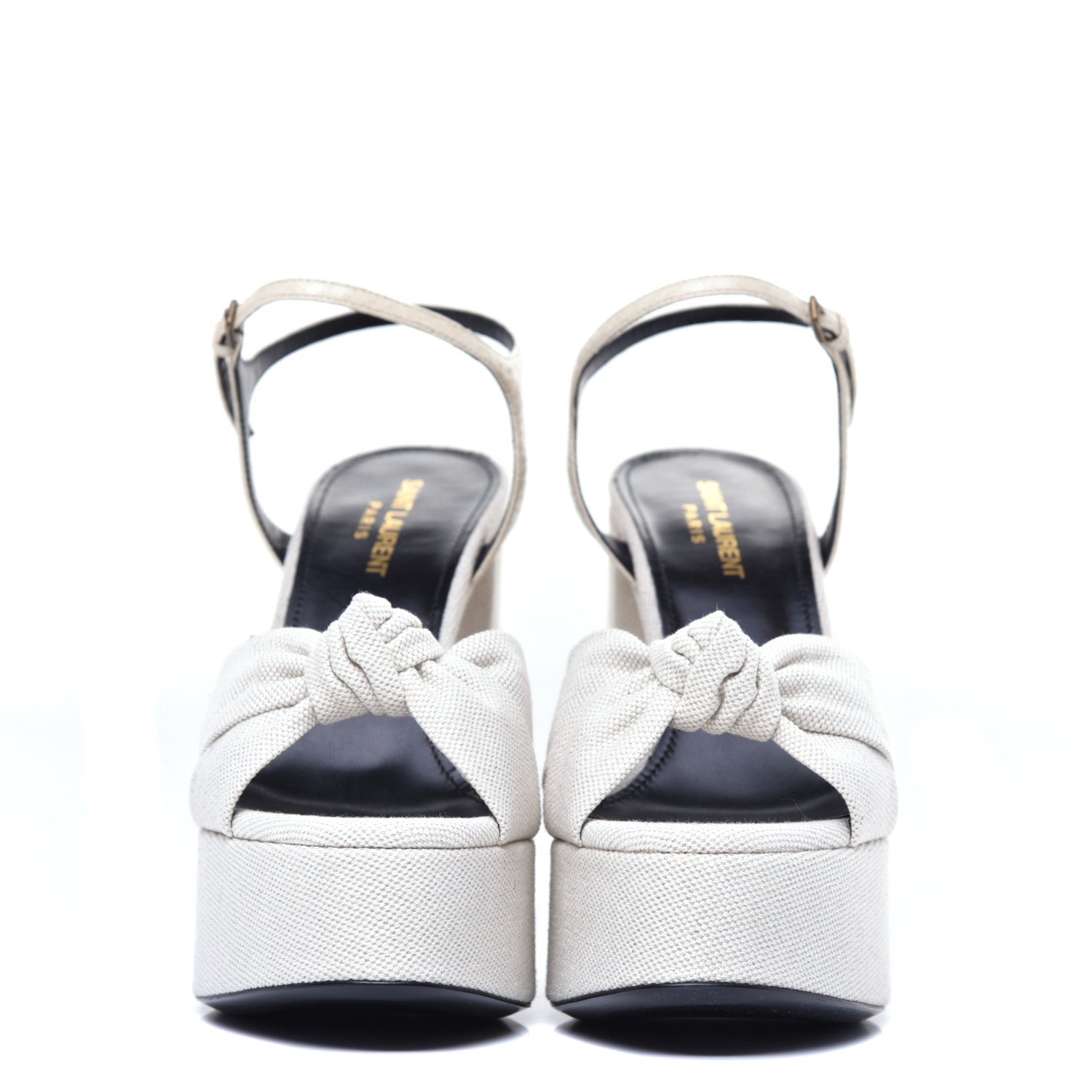 Saint Laurent Canvas Bianca 125 Platform Sandals 38 Cream 2 of 10