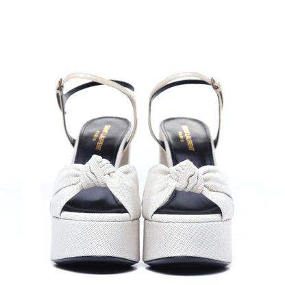 Saint Laurent Canvas Bianca 125 Platform Sandals 38 Cream 2 of 10