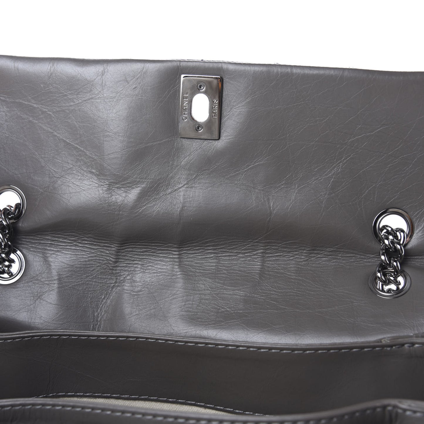 Aged Calfskin Medium Lady Pearly Flap Grey