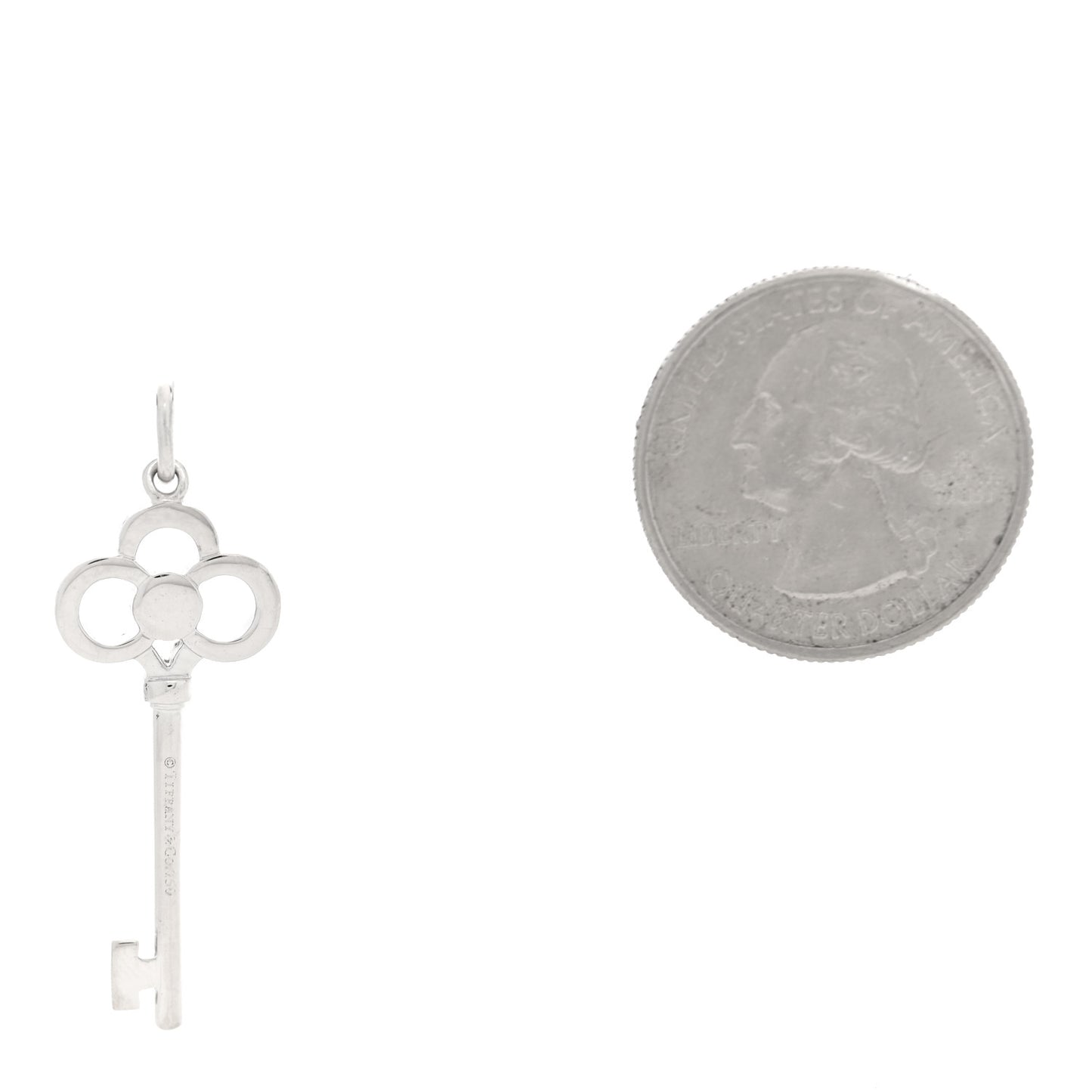 18K White Gold Diamond Mini Crown Key Pendant