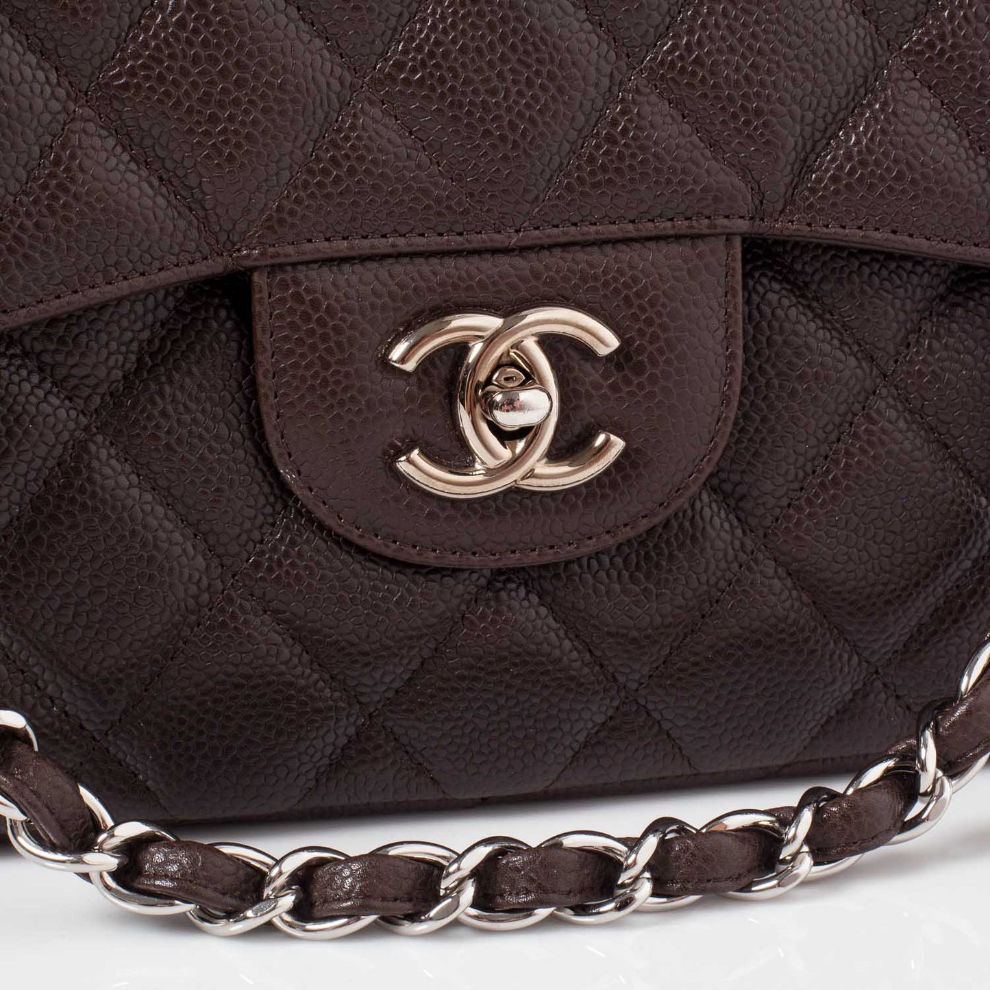 Caviar Jumbo Flap Dark Brown