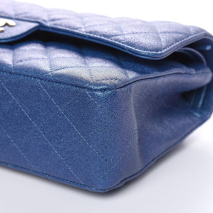 Chanel Iridescent Caviar Quilted Medium Double Flap Dark Blue 9 of 13