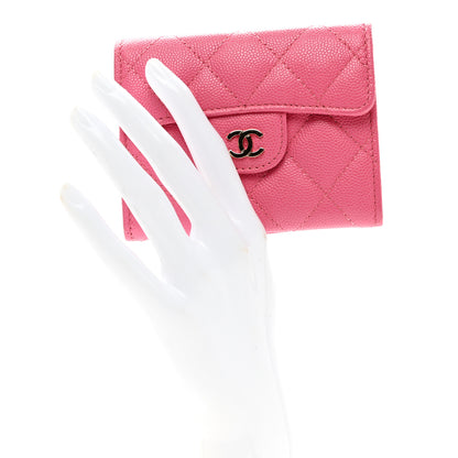 Chanel Caviar Quilted Flap Card Holder Wallet Pink 2 of 9