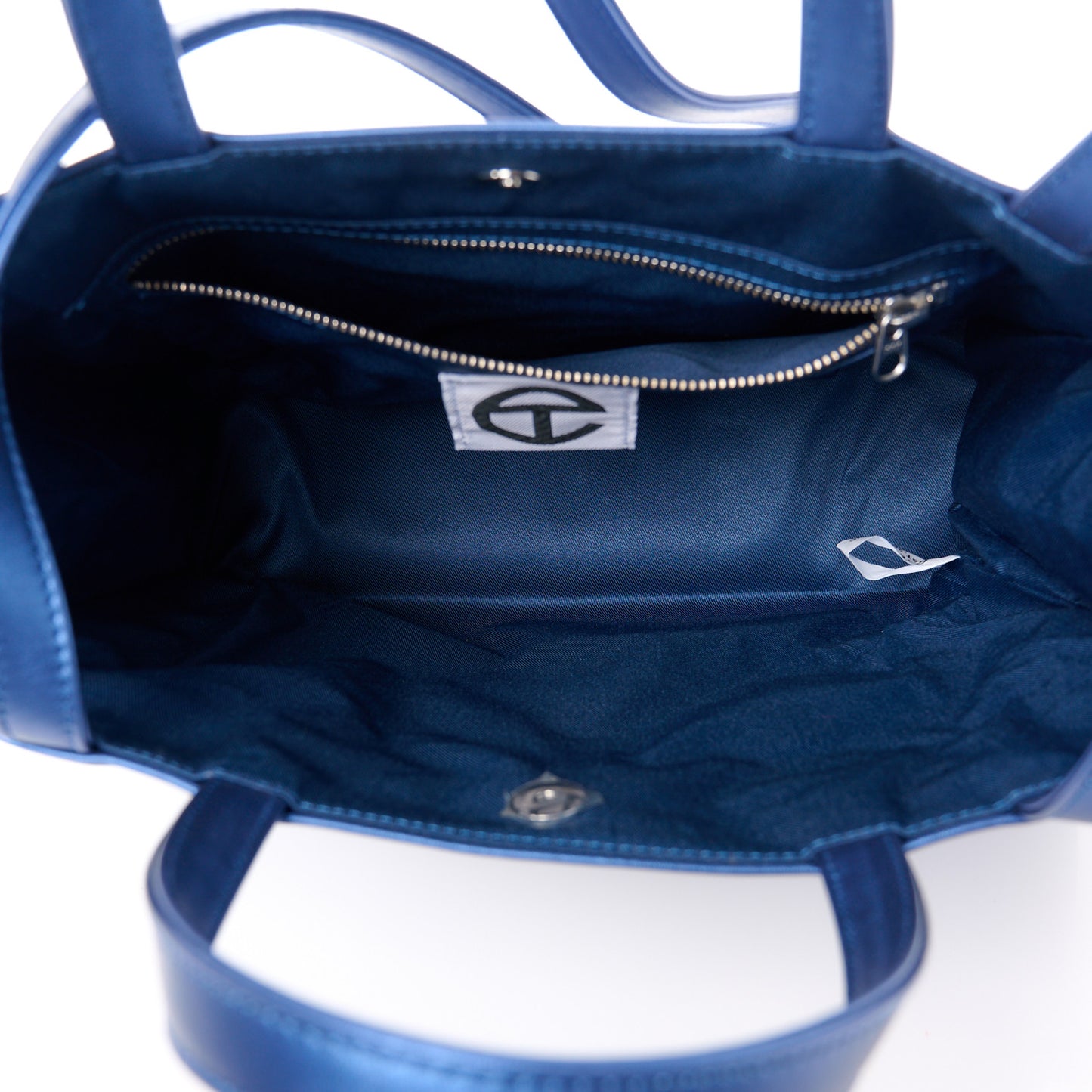 Metallic Vegan Leather Medium Shopping Bag Cobalt