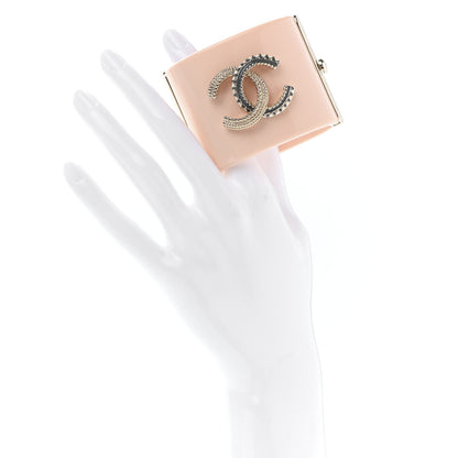 Chanel Resin Enamel CC Cuff Pink Grey 2 of 4