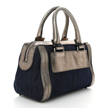 Chloe Metallic Calfskin Top Handle Bag Blue Silver 3 of 13