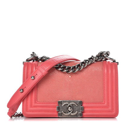 Chanel Galuchat Stingray Small Boy Flap Pink 1 of 19