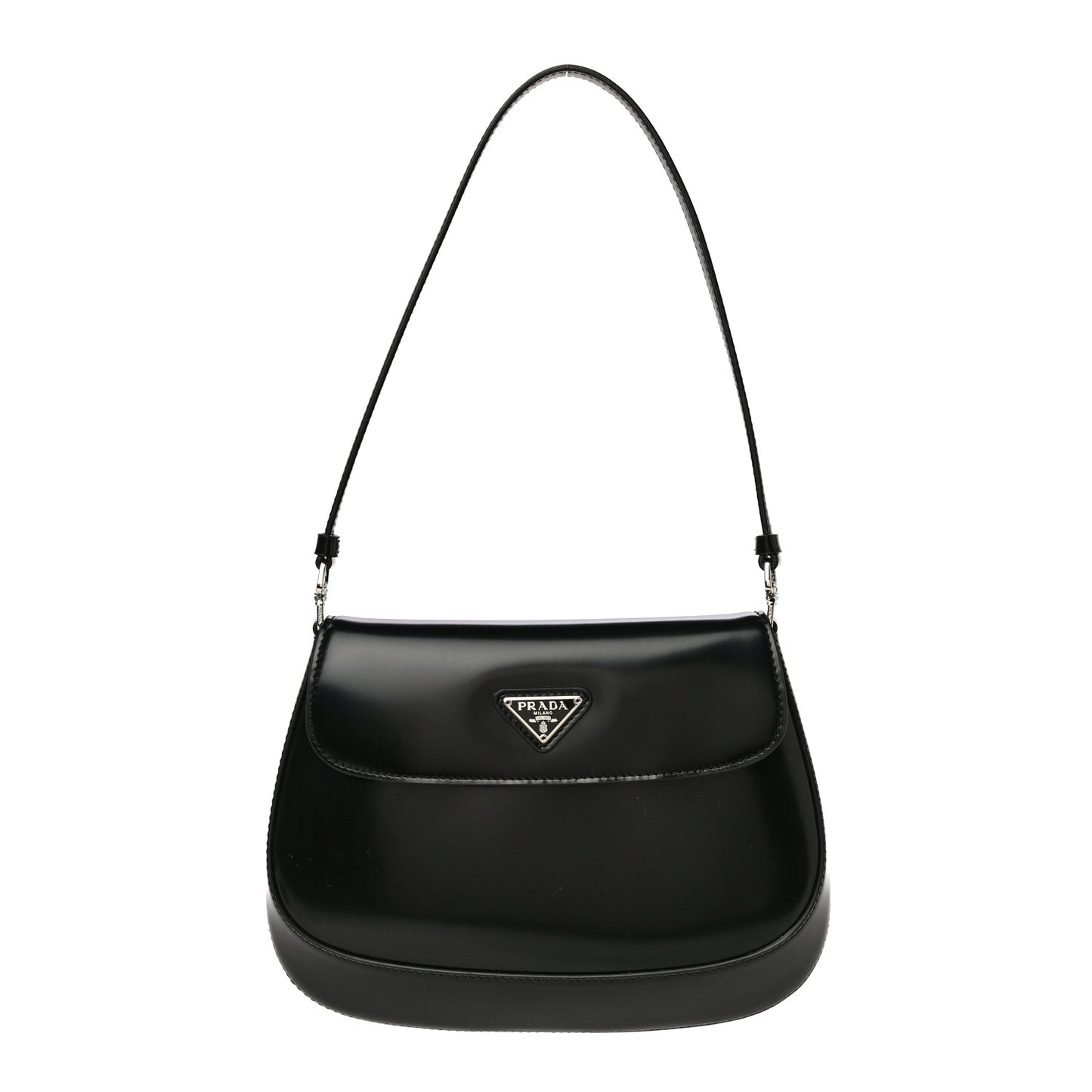 Spazzolato Cleo Flap Shoulder Bag Black