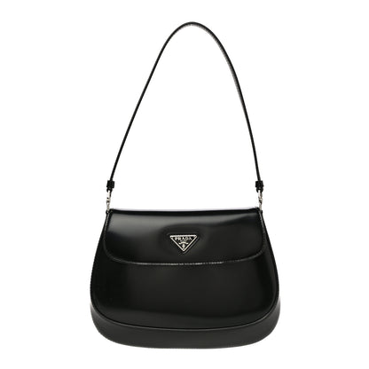 Prada Spazzolato Cleo Flap Shoulder Bag Black 1 of 10
