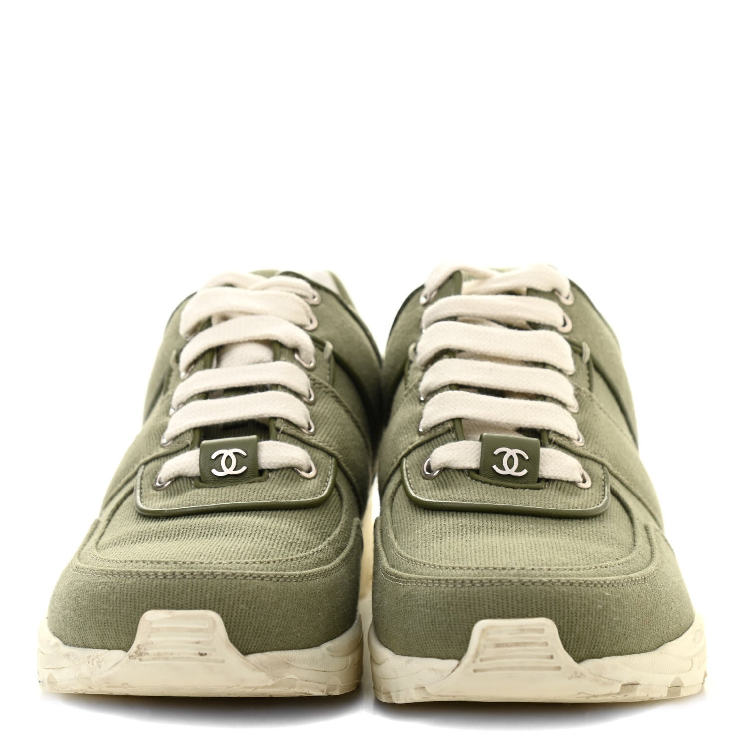 Chanel Canvas Womens Sneakers 38.5 Green 2 of 15