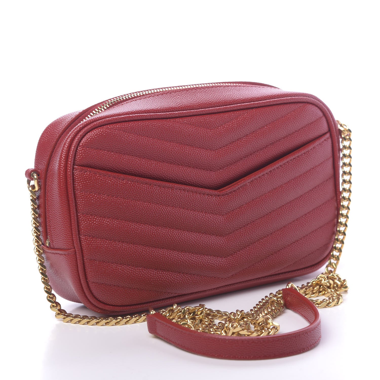 Saint Laurent Grain De Poudre Matelasse Monogram Mini Lou Camera Bag Eros Red 3 of 11