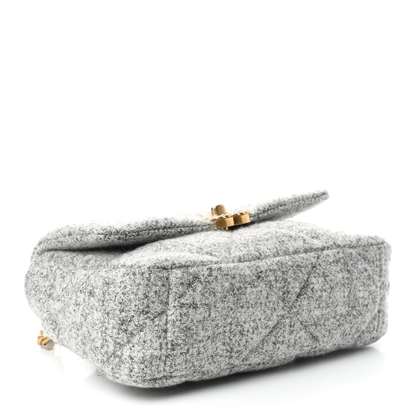 Tweed Quilted Medium Chanel 19 Flap Grey Ecru