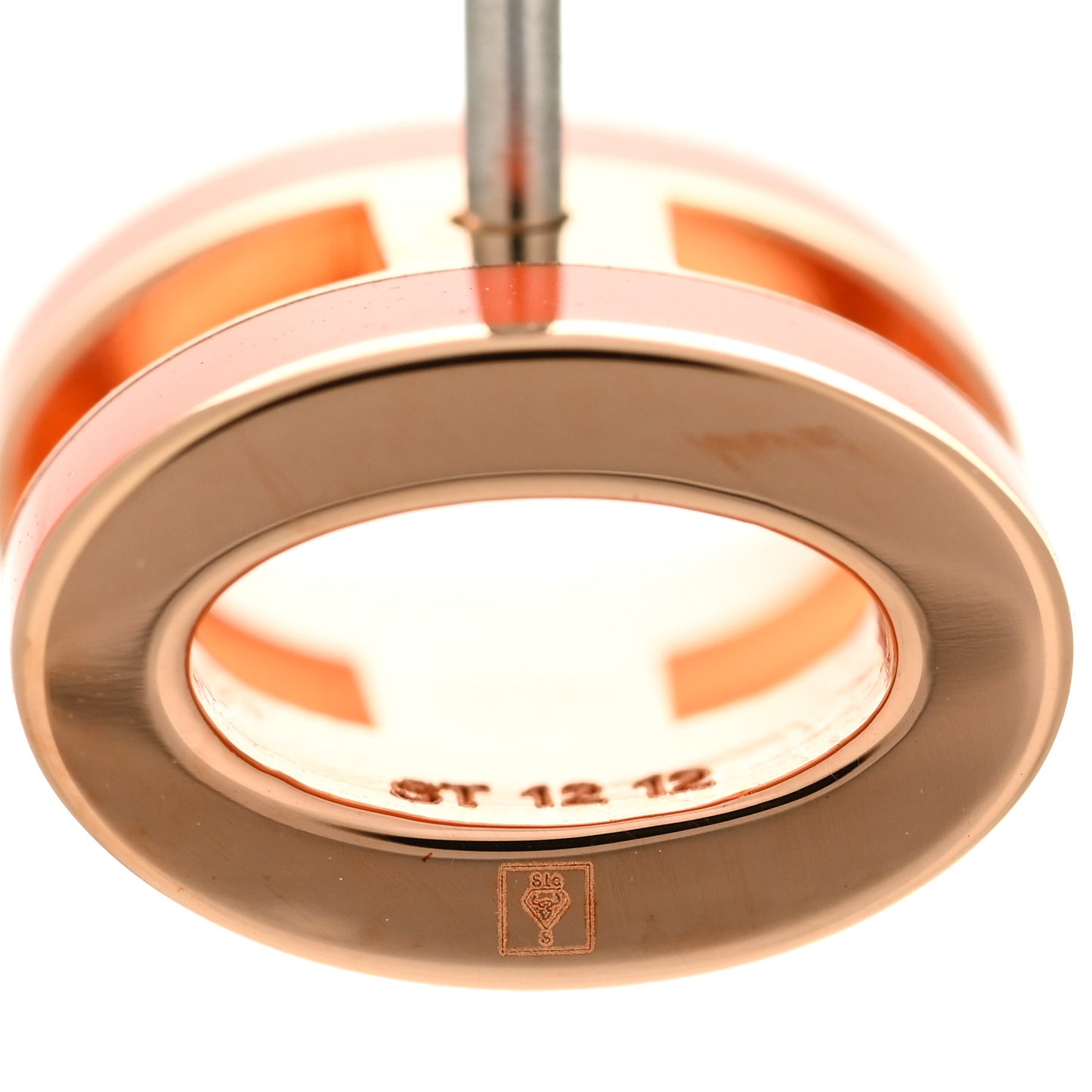 Rose Gold Lacquered Mini Pop H Earrings Orange Soie