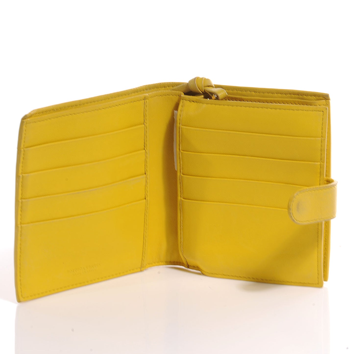 Nappa Intrecciato French Compact Wallet Yellow
