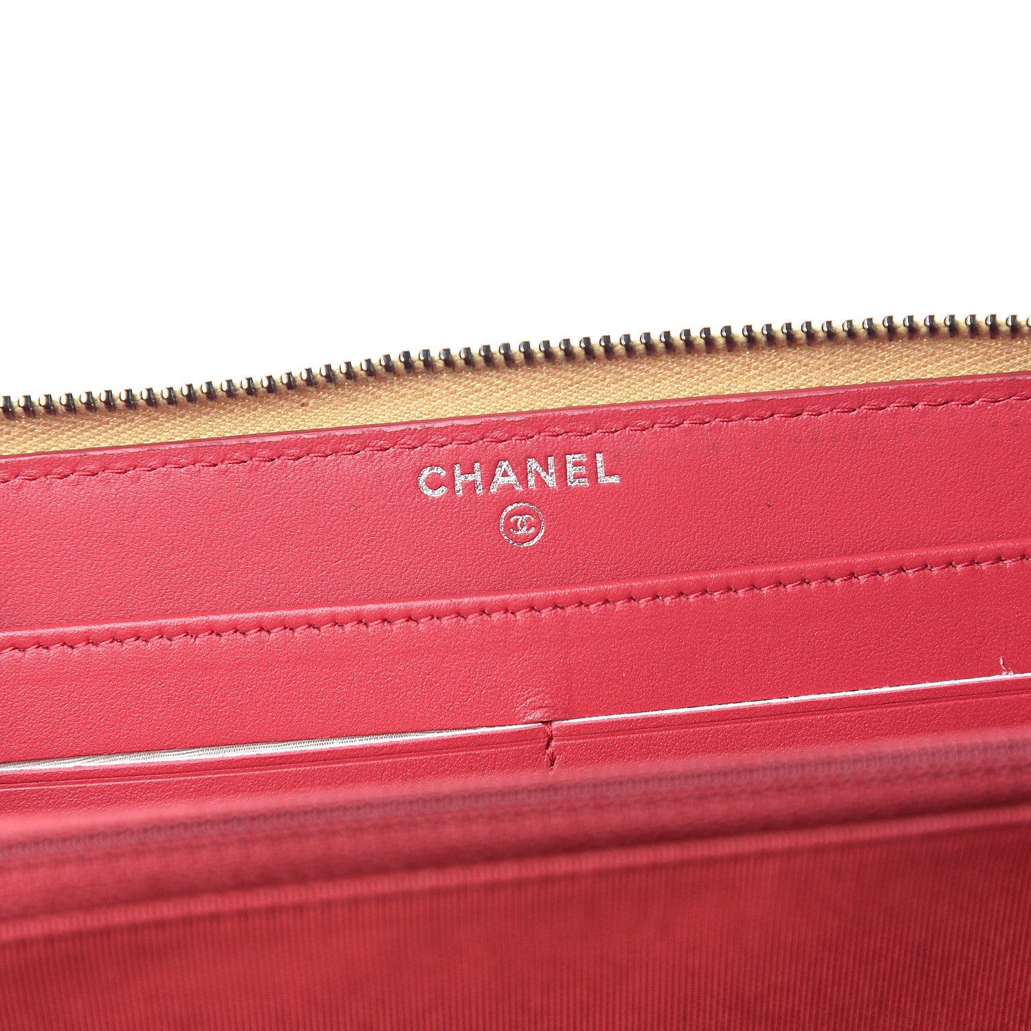 Chanel Metallic Aged Calfskin Quilted Large Gabrielle Zip Around Wallet Gold 5 of 7