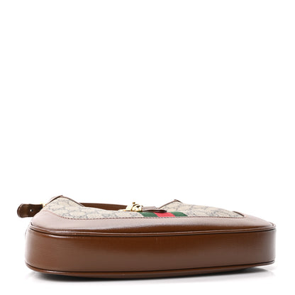 Gucci GG Supreme Monogram Azalea Calfskin Web Small Jackie 1961 Hobo Beige Ebony Brown Sugar 4 of 11