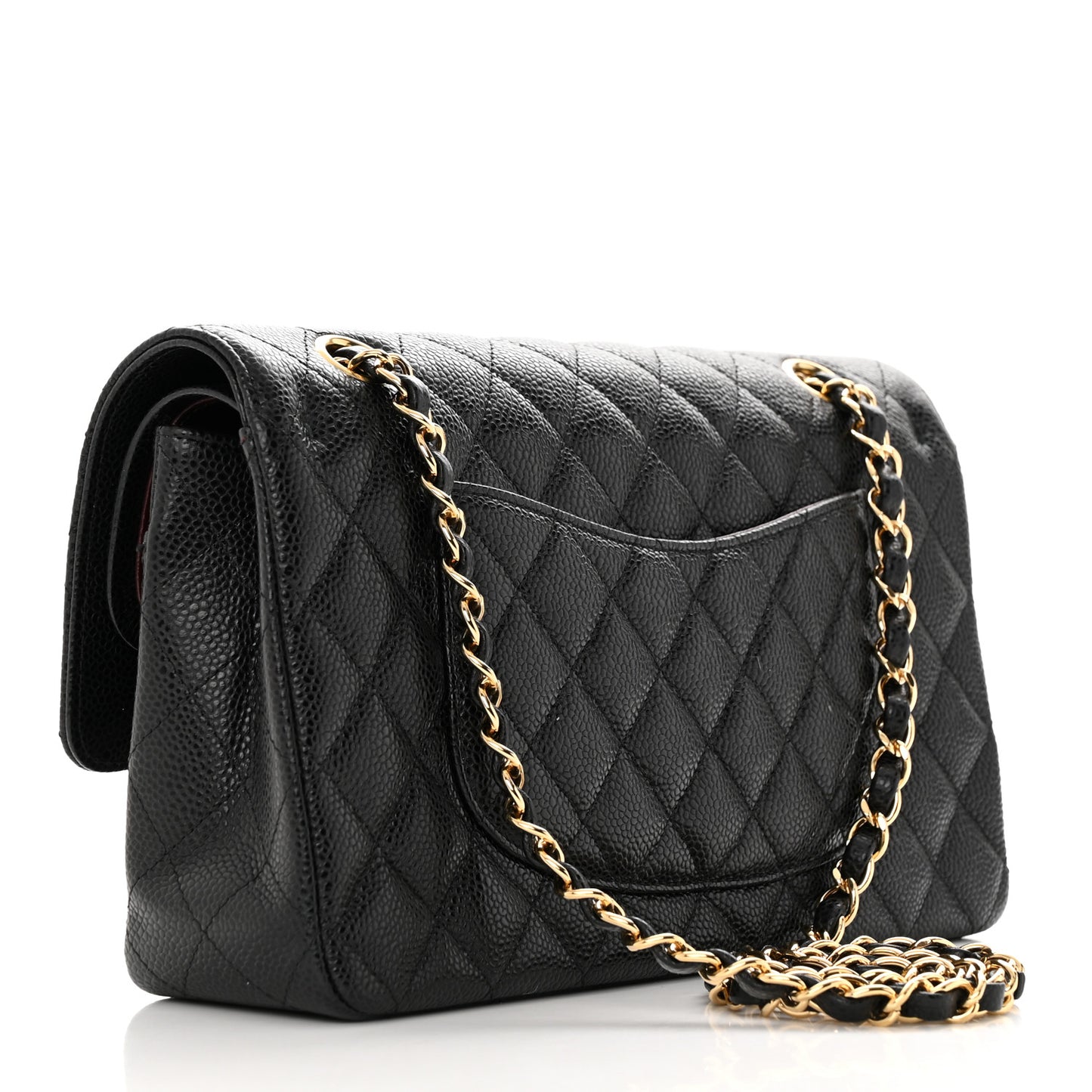 Caviar Quilted Medium Double Flap Black
