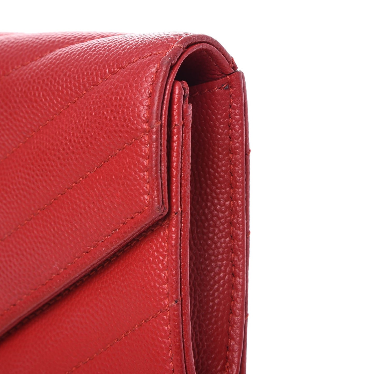 Grain De Poudre Matelasse Chevron Small Monogram Envelope Wallet New Red