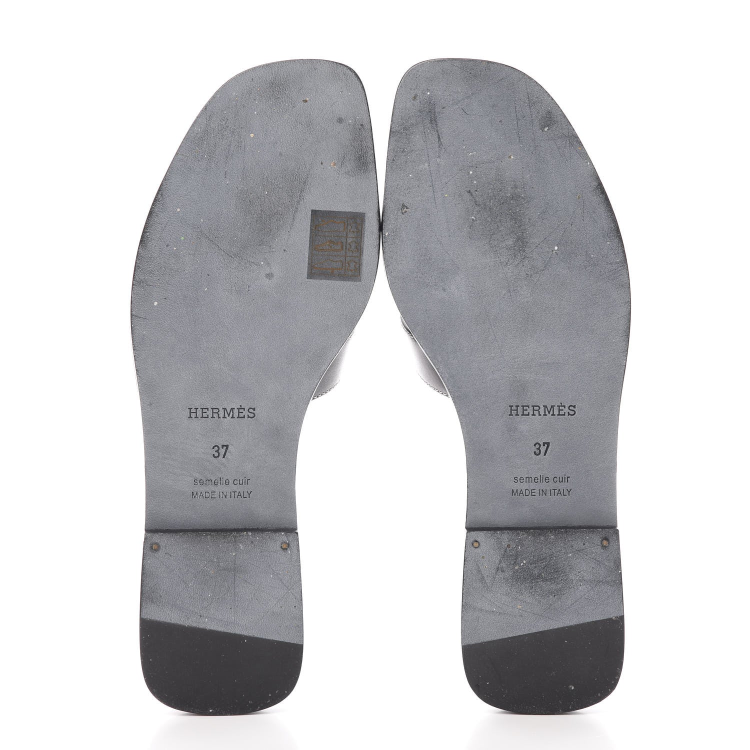 Hermes Box Calfskin Oran Sandals 37 Black 5 of 12