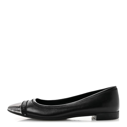 Prada Nappa Metallic Square Toe Ballerina Flats 35.5 Black 1 of 11
