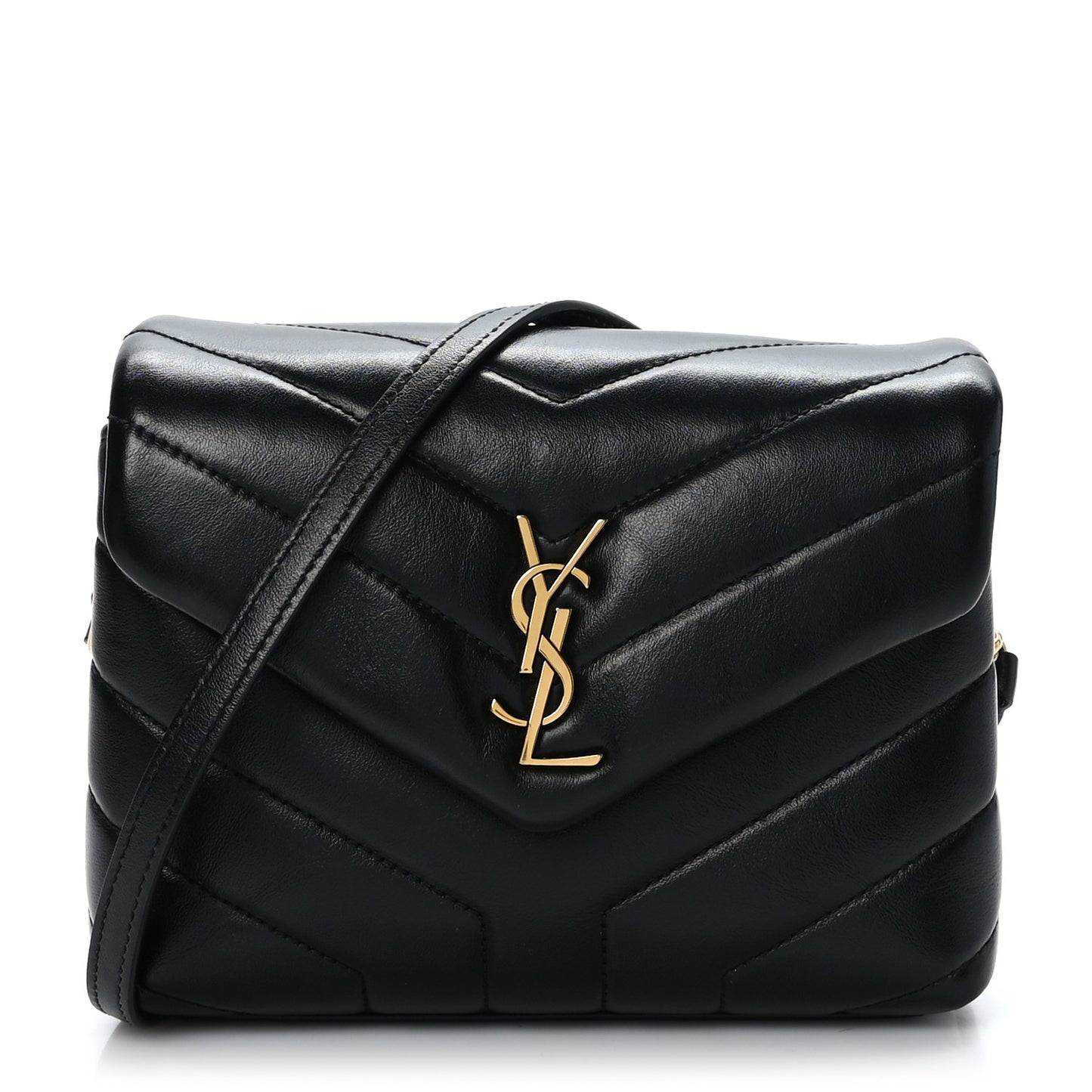 Calfskin Y Quilted Monogram Toy Loulou Crossbody Bag Black