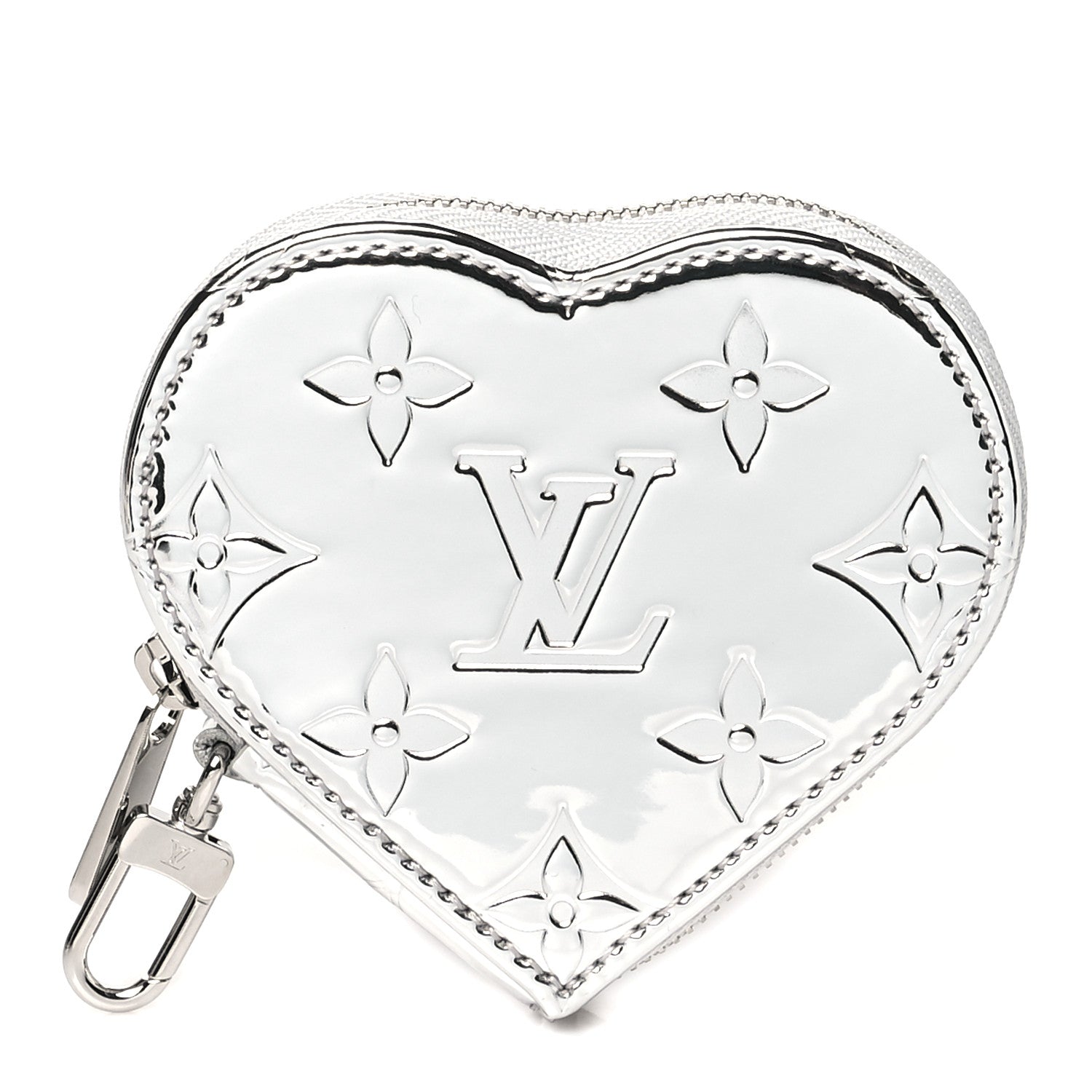 Louis Vuitton Monogram Mirror Heart Coin Purse Silver 1 of 10