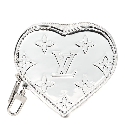 Louis Vuitton Monogram Mirror Heart Coin Purse Silver 1 of 10