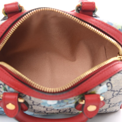Gucci GG Supreme Monogram Blooms Mini Boston Navy Blue Hibiscus 5 of 9