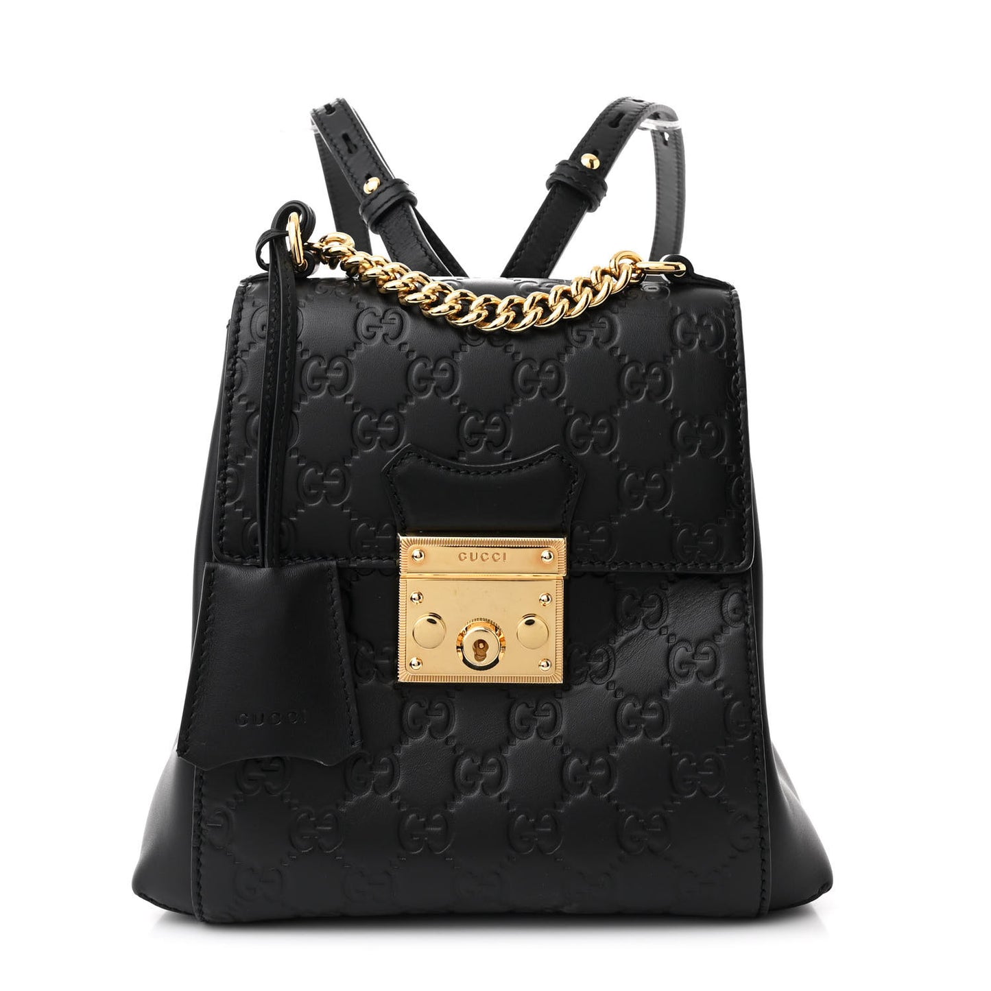Guccissima Signature Padlock Backpack Black