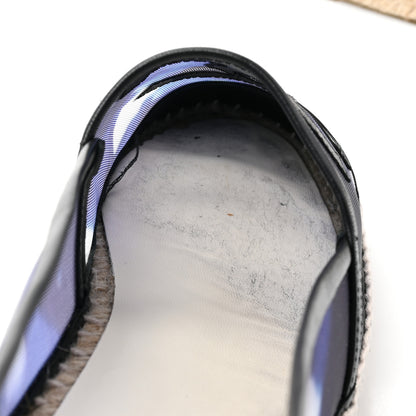 Chanel Mesh Lambskin Check Print CC Espadrilles 38 Blue Black White 9 of 11