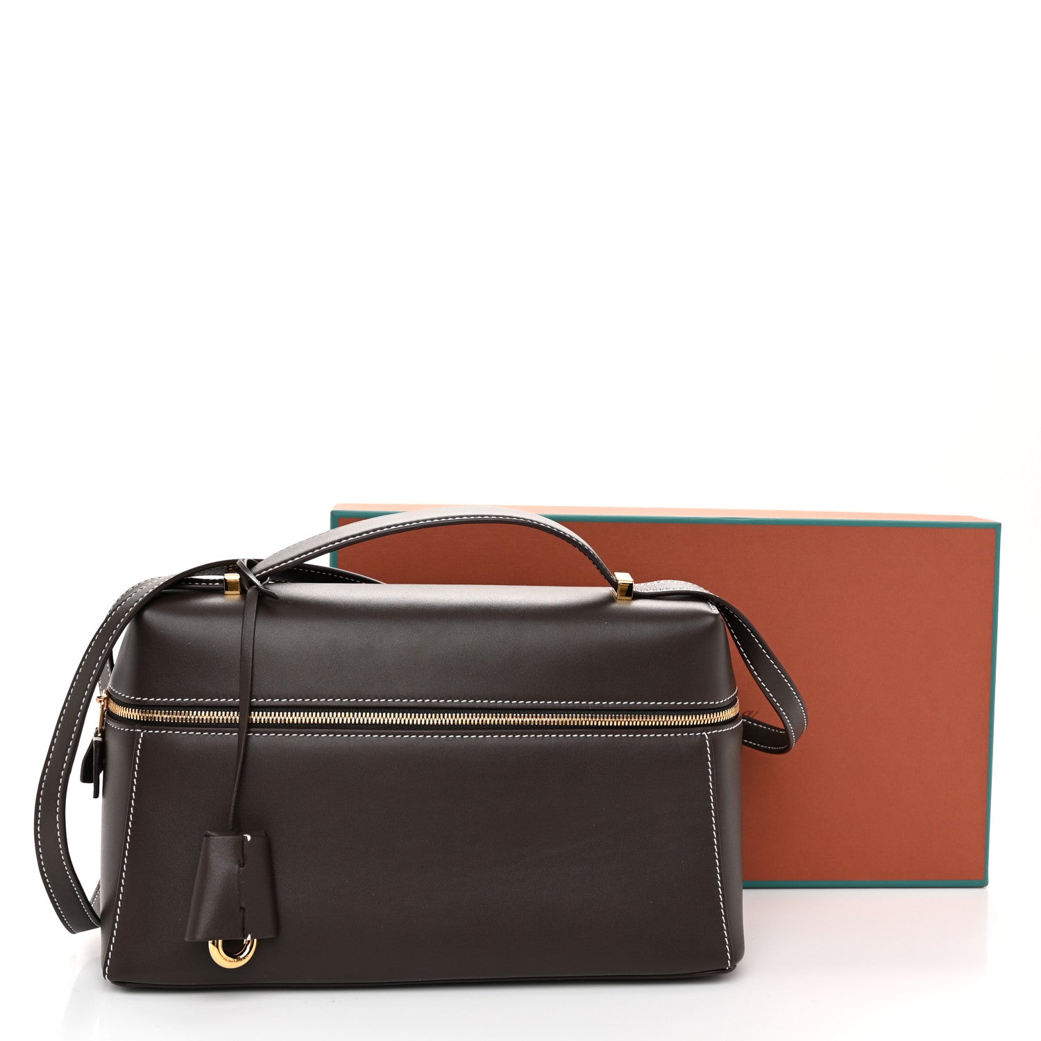 Loro Piana Smooth Calfskin Extra Bag L27 Dark Chocolate Licorice 10 of 10