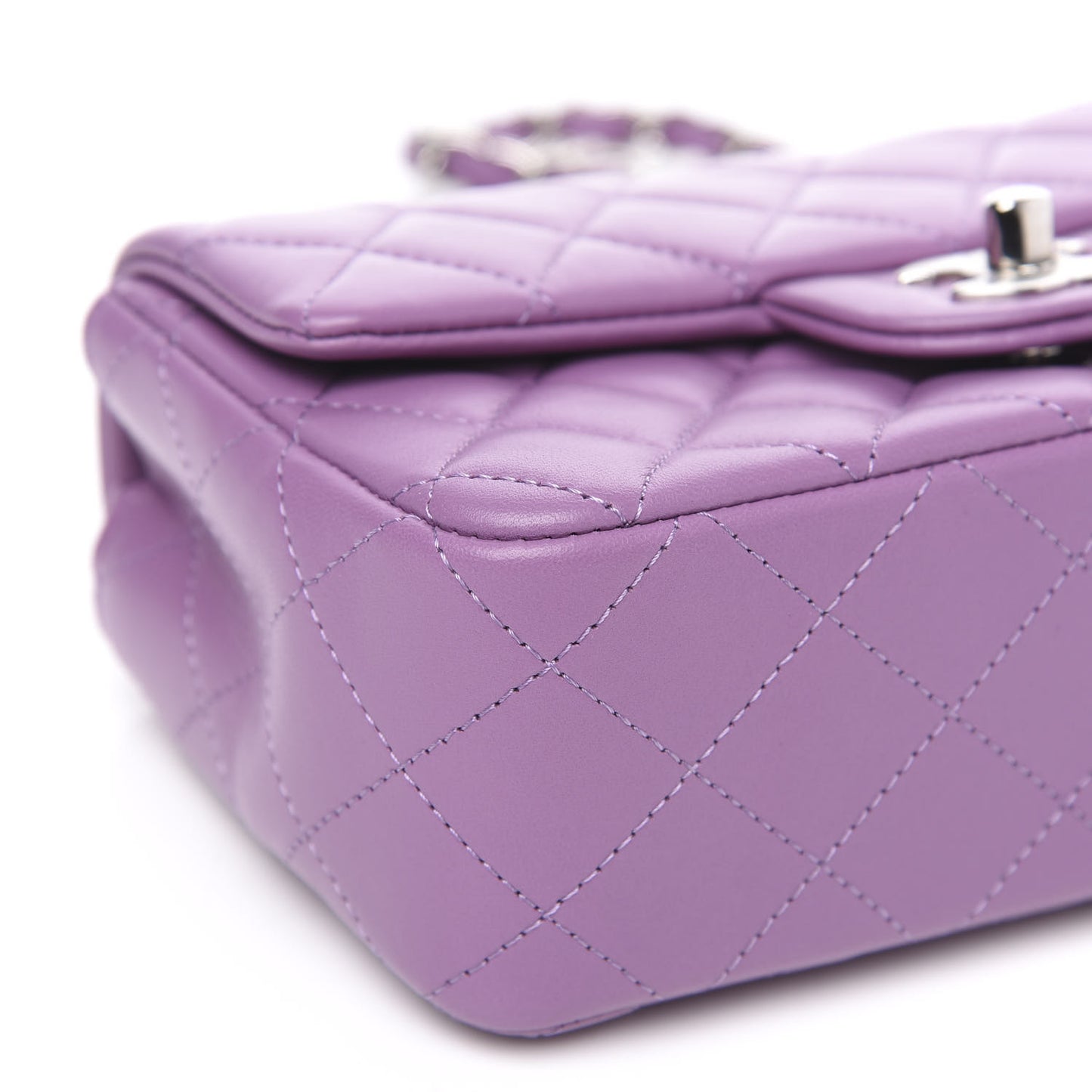 Lambskin Quilted Mini Rectangular Flap Purple